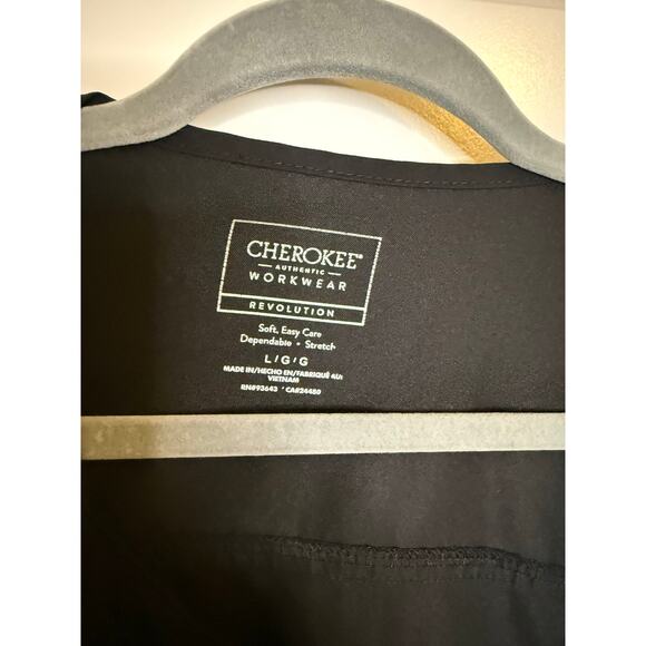 Cherokee Black Lab coat Scrubs Size Large Snap front Jacket Medical - Picture 4 of 9